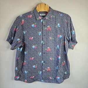 Tommy Bahama Coconut Point Tiki Cocktail Shirt Mens 2XLT Grey Floral Coolmax